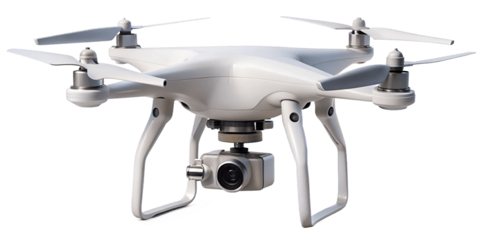 drone hovering in mid air above a landscape during daylight cut out transparent png